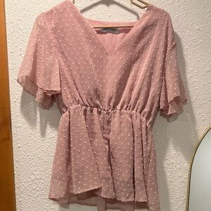 Chic Blush V-Neck Blouse